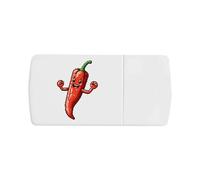 Azeeda 'Pixel Style Dancing Chilli' Pill Box with Tablet Splitter (PI00040914)