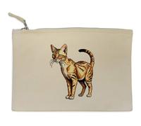 Azeeda 'Pixel Style Savannah Cat' Canvas Clutch Bag/Accessory Case (CL00051015)
