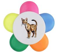 Azeeda 'Pixel Style Savannah Cat' Flower Shape Highlighter Pen (HL00045154)