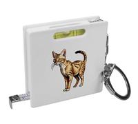 Azeeda 'Pixel Style Savannah Cat' Keyring Tape Measure/Spirit Level Tool (KM00050070)