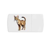 Azeeda 'Pixel Style Savannah Cat' Pill Box with Tablet Splitter (PI00041421)