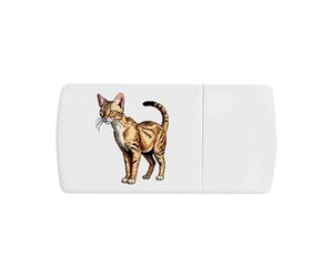 Azeeda 'Pixel Style Savannah Cat' Pill Box with Tablet Splitter (PI00041421)
