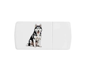 Azeeda 'Pixel Style Siberian Husky' Pill Box with Tablet Splitter (PI00041050)