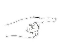 Azeeda 'Pointing Finger' White Premium Vinyl Decal Sticker - Waterproof, Durable & Easy to Apply - for Car Bumpers, Windows, Bins & More - Large (210mm) (DW00020155)