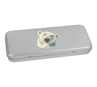 Azeeda 'Polar Bear Portrait' Metal Hinged Stationery Tin/Storage Box (TT00334774)