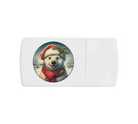 Azeeda 'Polar Bear Wearing Santa Hat' Pill Box with Tablet Splitter (PI00038726)