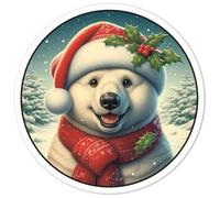 Azeeda 'Polar Bear Wearing Santa Hat' White Premium Vinyl Decal Sticker - Waterproof, Durable & Easy to Apply - for Car Bumpers, Windows, Bins & More - Medium (100mm) (DW00177180)