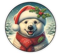Azeeda 'Polar Bear Wearing Santa Hat' White Premium Vinyl Decal Sticker - Waterproof, Durable & Easy to Apply - for Car Bumpers, Windows, Bins & More - XXL (720mm) (DW00177183)