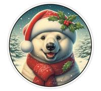 Azeeda 'Polar Bear Wearing Santa Hat' White Premium Vinyl Decal Sticker - Waterproof, Durable & Easy to Apply - for Car Bumpers, Windows, Bins & More - XL (460mm) (DW00177182)
