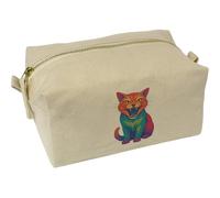 Azeeda 'Pop Art Fierce Cat' Canvas Wash Bag/Makeup Case (CS00045031)