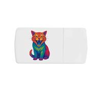 Azeeda 'Pop Art Fierce Cat' Pill Box with Tablet Splitter (PI00035618)