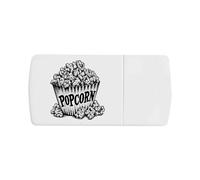 Azeeda 'Popcorn' Pill Box with Splitter (PI00045519) | Compact Medicine Organiser / Tablet Cutter for Home and Travel