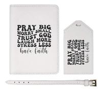 Azeeda 'Pray Big Worry Small Trust God Motivation' Passport Cover & Luggage Tag Travel Set (PA00033185)