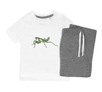 Azeeda 'Praying Mantis' Kids Cotton Pyjama Set - Comfortable Children's Nightwear, Sleepwear and Loungewear - Unisex for Boys and Girls - Grey, 5-6 Years (KP00061854)