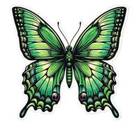 Azeeda 'Pretty Green Butterfly' White Premium Vinyl Decal Sticker - Waterproof, Durable & Easy to Apply - for Car Bumpers, Windows, Bins & More - Large (210mm) (DW00178958)