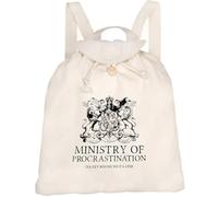 Azeeda 'Procrastination Ministry' Canvas Rucksack/Backpack (RK00048168) | Drawstring Day Bag for School, Travel, Books and Outdoor Use