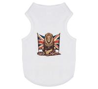 Azeeda 'Proud Lion With Union Jack' Pet Dog/Cat T-Shirt, M (PT00162134)