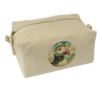 Azeeda 'Puffin Bird Portrait' Canvas Wash Bag/Makeup Case (CS00045439)