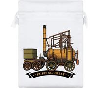 Azeeda 'Puffing Billy Locomotive' Satin Gift Bag - 20cm (SB00161394) | Drawstring Gift Pouch for Wedding Favours, Jewellery and Parties