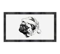 Azeeda 'Pug Wearing Santa Hat' Pet Feeding Mat (PM00034337)