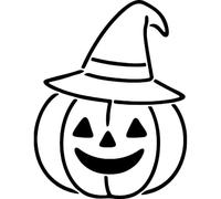 Azeeda 'Pumpkin with Witches hat' Reusable Stencil - Durable Decorative Template for Painting and Spraying on Walls, Tiles, Wood, Fabric & Craft Projects - S (A6) (WS00070937)