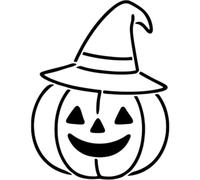 Azeeda 'Pumpkin with Witches hat' Reusable Stencil - Durable Decorative Template for Painting and Spraying on Walls, Tiles, Wood, Fabric & Craft Projects - M (A5) (WS00062274)