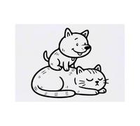 Azeeda 'Puppy On Cat' Temporary Tattoo - A6 (TO00108387)