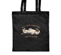 Azeeda 'Puppy Power Nap' Shopping Tote Bag - Black (ZB00037101) | Reusable Shoulder Bag for Groceries, Work, Books and Travel