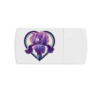 Azeeda 'Purple Iris Love Heart' Pill Box with Tablet Splitter (PI00045485)