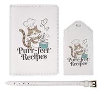 Azeeda 'Purr-FECT Recipes' Passport Cover & Luggage Tag Travel Set (PA00033920)