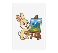 Azeeda 'Rabbit Creating Landscape Scene' Wall Art Poster Print - Unframed Artwork for Home Decor - A1 Portrait (PP00371978)