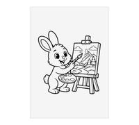 Azeeda 'Rabbit Creating Landscape Scene' Wall Art Poster Print - Unframed Artwork for Home Decor - A1 Portrait (PP00372008)