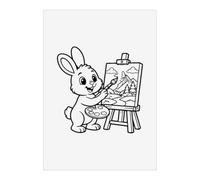 Azeeda 'Rabbit Creating Landscape Scene' Wall Art Poster Print - Unframed Artwork for Home Decor - A2 Portrait (PP00372007)