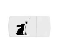 Azeeda 'Rabbit Sitting with Dandelion Silhouette' Pill Box with Tablet Splitter (PI00035716)
