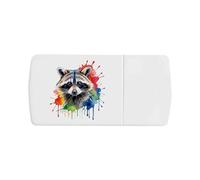 Azeeda 'Raccoon Portrait' Pill Box with Tablet Splitter (PI00044010)