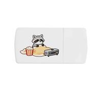 Azeeda 'Raccoon Watching Movies' Pill Box with Splitter (PI00046149)