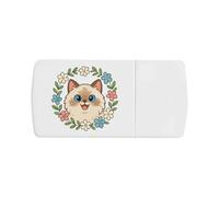 Azeeda 'Ragdoll Cat Floral Frame' Pill Box with Tablet Splitter (PI00039183)