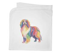 Azeeda 'Rainbow Border Collie Dog' Baby Blanket - White (BY00052616)