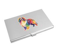 Azeeda 'Rainbow Border Collie Dog' Metal Business Card Holder (CH00058164)