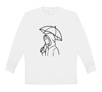 Azeeda 'Rainy Day Woman with Umbrella' Children's/Kid's Long Sleeve Cotton T-Shirt (9-11 Years) (KL00181632) White
