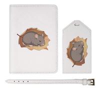 Azeeda 'Rat Sleeping on Leaf' Passport Cover & Luggage Tag Travel Set (PA00044921)