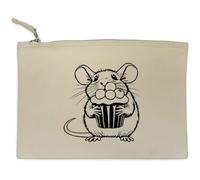 Azeeda 'Rat with Cupcake' Canvas Clutch Bag/Accessory Case (CL00053947)
