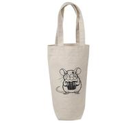 Azeeda 'Rat with Cupcake' Cotton Wine Bottle Gift/Travel Bag (BL00050934)