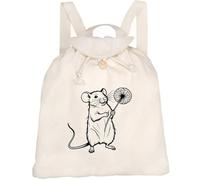 Azeeda 'Rat with Dandelion' Canvas Rucksack/Backpack (RK00049044)