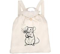Azeeda 'Rat with Dandelion' Canvas Rucksack/Backpack (RK00049045)