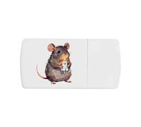 Azeeda 'Rat with Ghost Candle' Pill Box with Tablet Splitter (PI00044372)