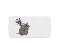 Azeeda 'Rat with Lavender' Pill Box with Tablet Splitter (PI00044682)