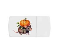 Azeeda 'Rat with Pumpkin' Pill Box with Tablet Splitter (PI00044702)