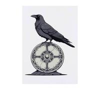 Azeeda 'Raven on Viking Shield' Temporary Tattoo - Water Resistant, Skin-Safe, Non-Toxic Transfer (TO00099255)
