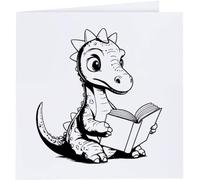 Azeeda 'Reading Dinosaur' Blank Greeting Card (GC00091105)